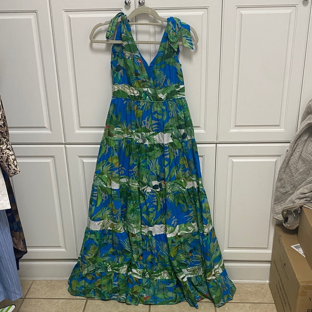 ANTONIO MELANI Tropical Leaf Print Maxi Dress